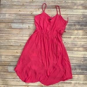 Braided strap faux wrap dress